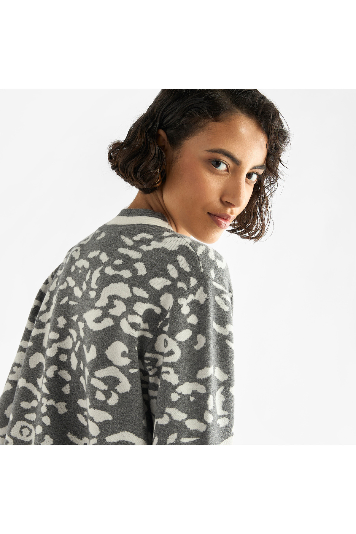 FAV-Textured Open Front Cardigan With Long Sleeves 4