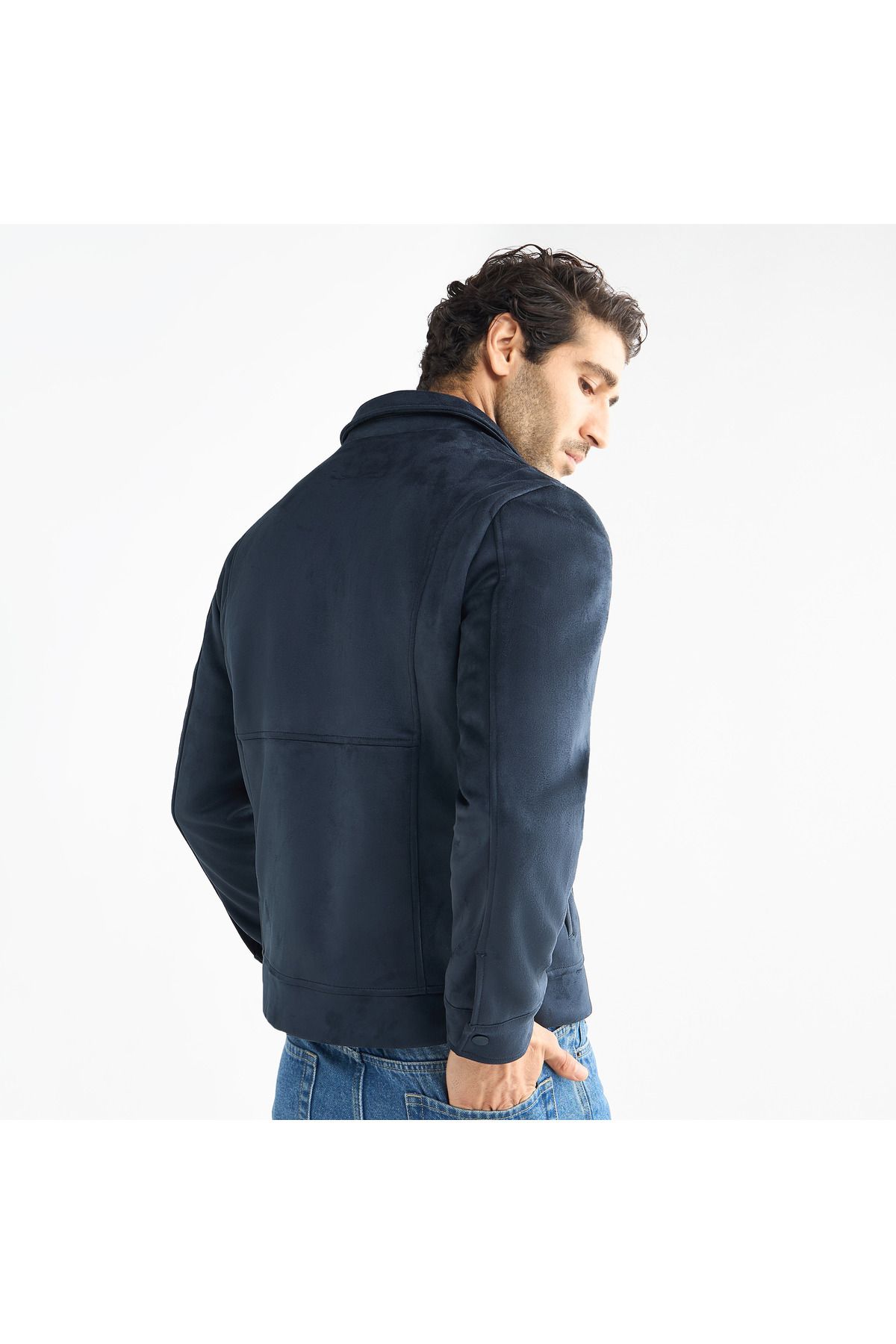 FAV-Regular Fit Biker Jacket With Snap Button Closure 3