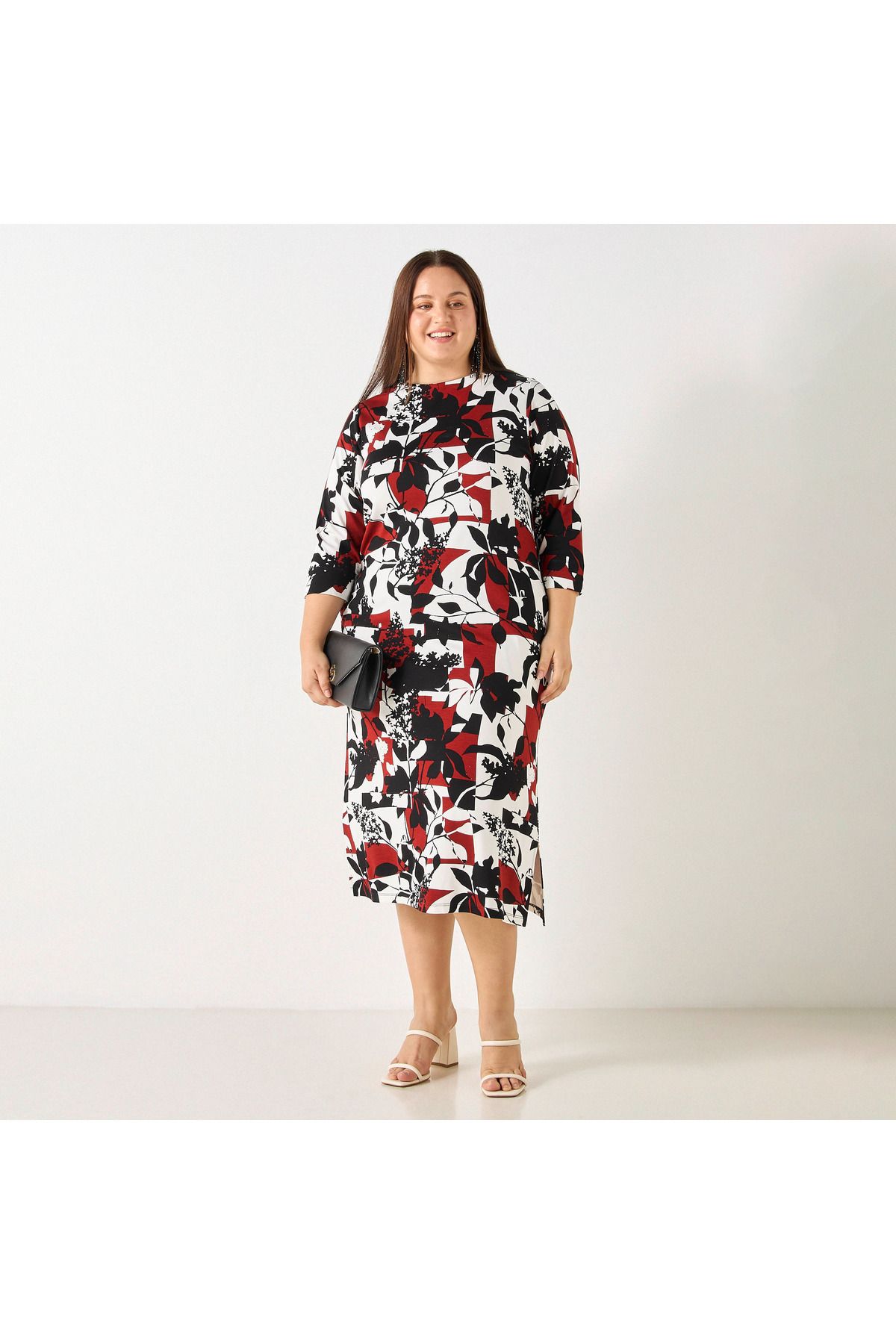 Ulla Popken-Plus Size All-over Print Dress With Pockets 2