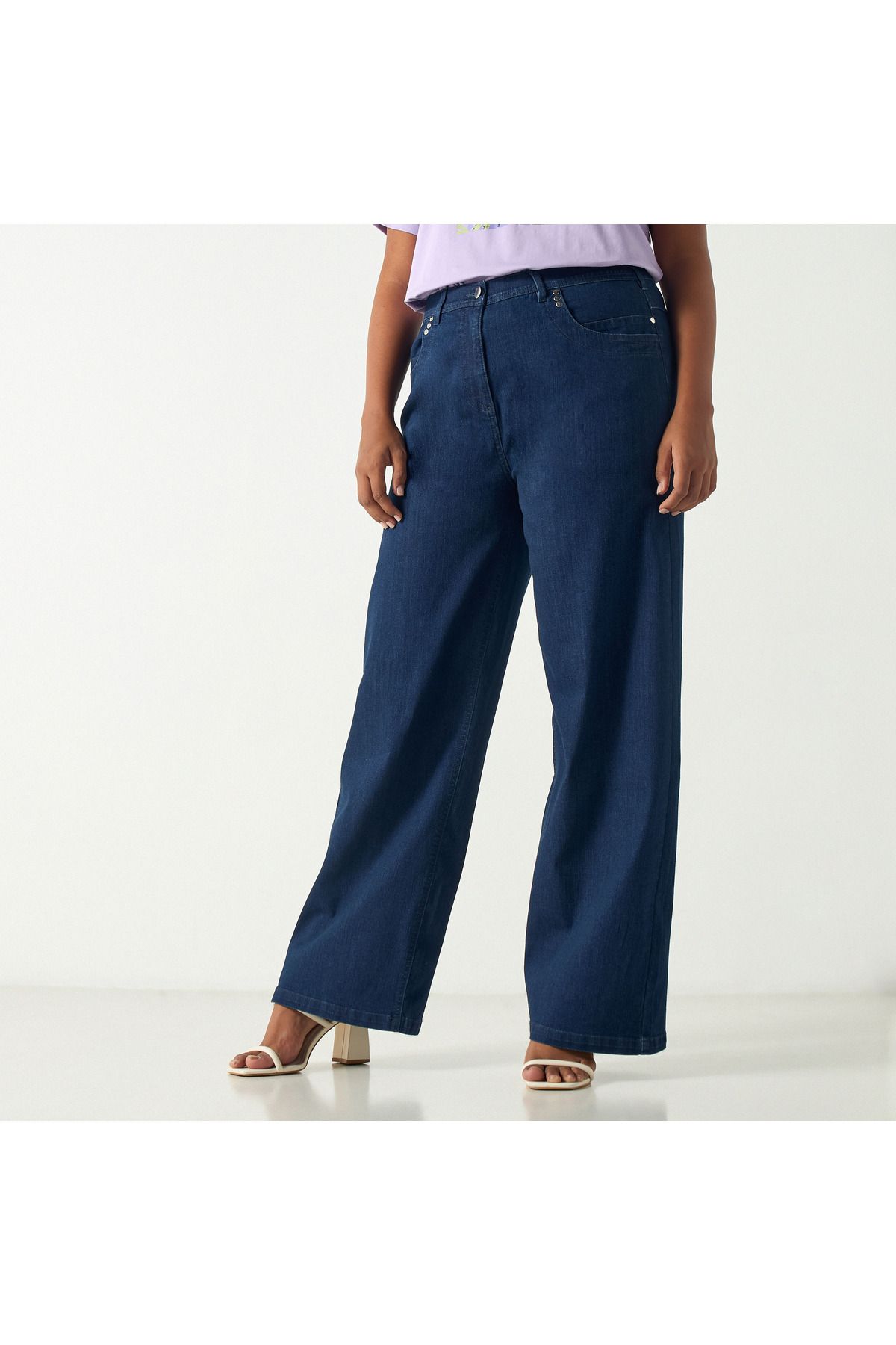 Ulla Popken-Plus Size Flared Jeans With Button Closure 1