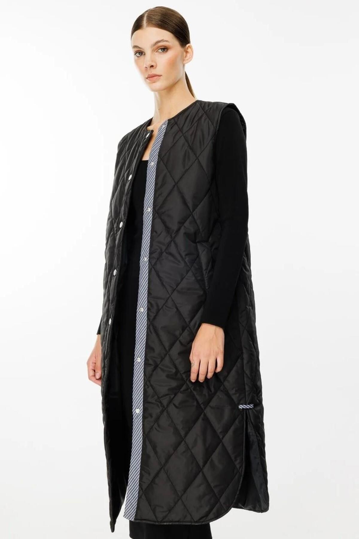 Micca-Timeless Quilted Vest with Line Detail 3