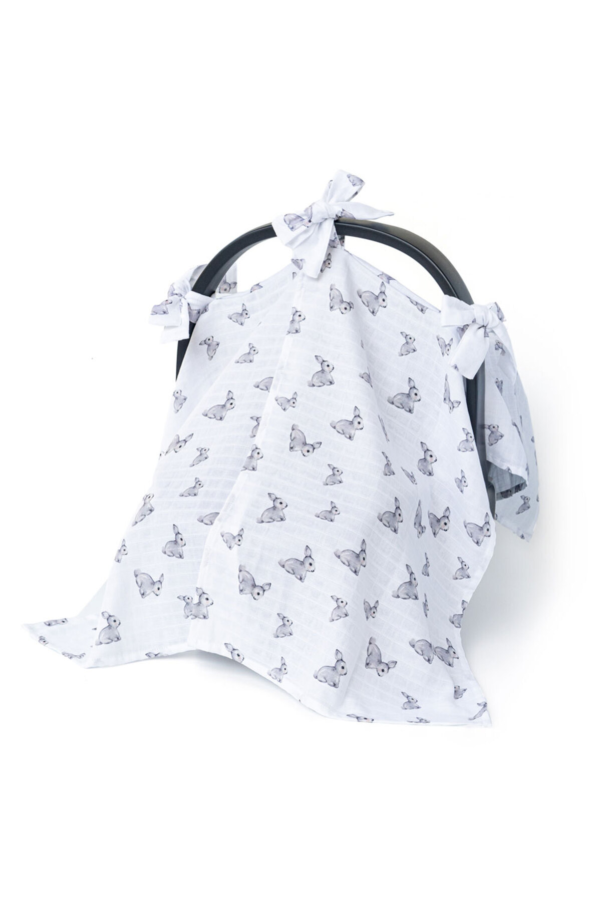 Deux Lapins % 100 Pamuk Müslin Puset Örtüsü Iconique Lapin - Gri Tavşan Desenli fotoğrafı 4 (önizleme)