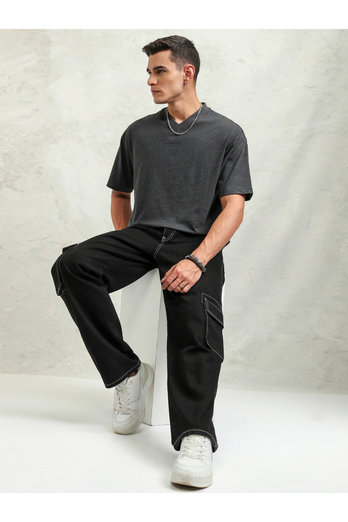 Highlander By Styli-Solid Regular Fit V-Neck T-Shirt 2
