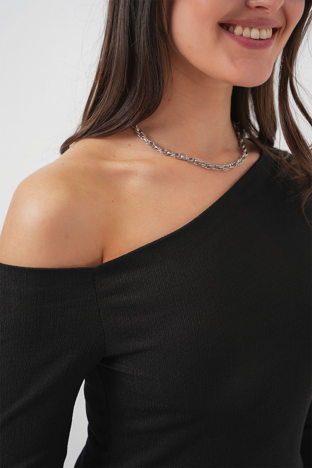Bigdart-6708 Off Shoulder Bottom Top Set - Black 6