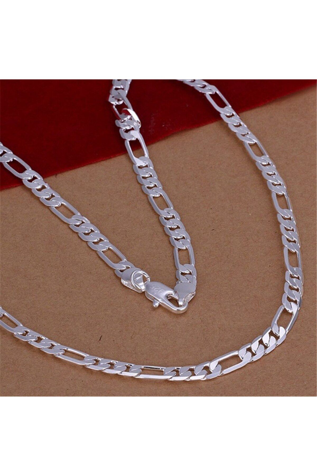 Choice-45cm 6mm Flat Chain Silver Color Solid Necklace Fashion Jewelry Women Men Wholesale High Quality Wed 1