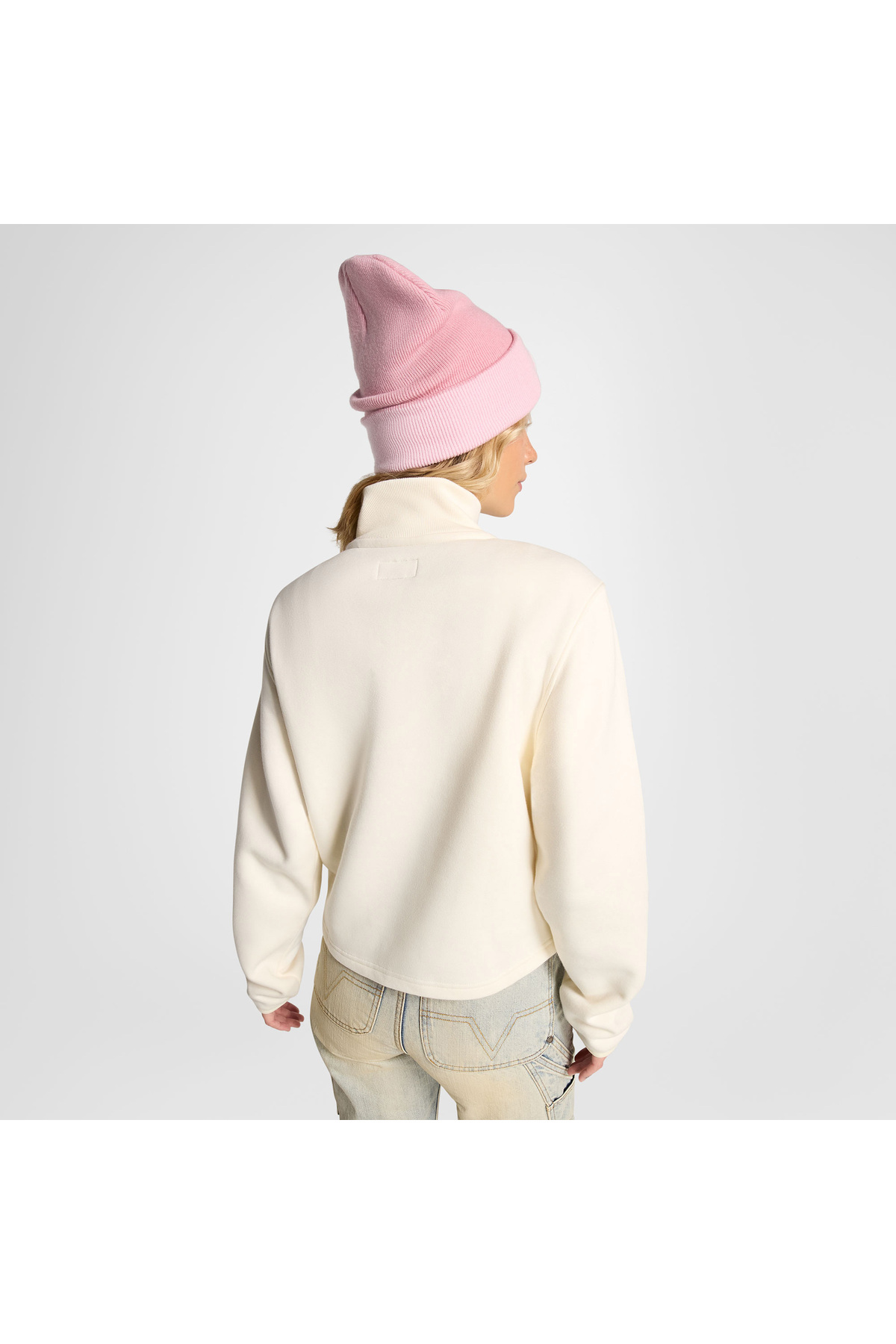 Converse Classic Kadın Yarım Fermuarlı Krem Sweatshirt görsel 3