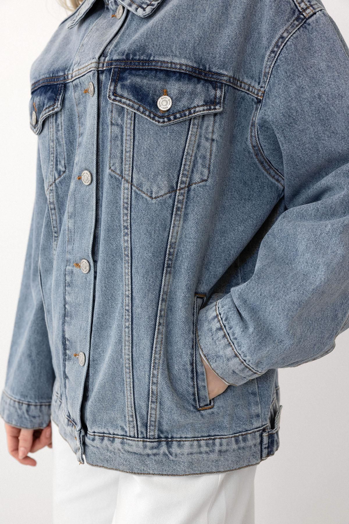 Olcay-8253 Model Oversize Denim Jacket Mahallevi Deniz Blue 6