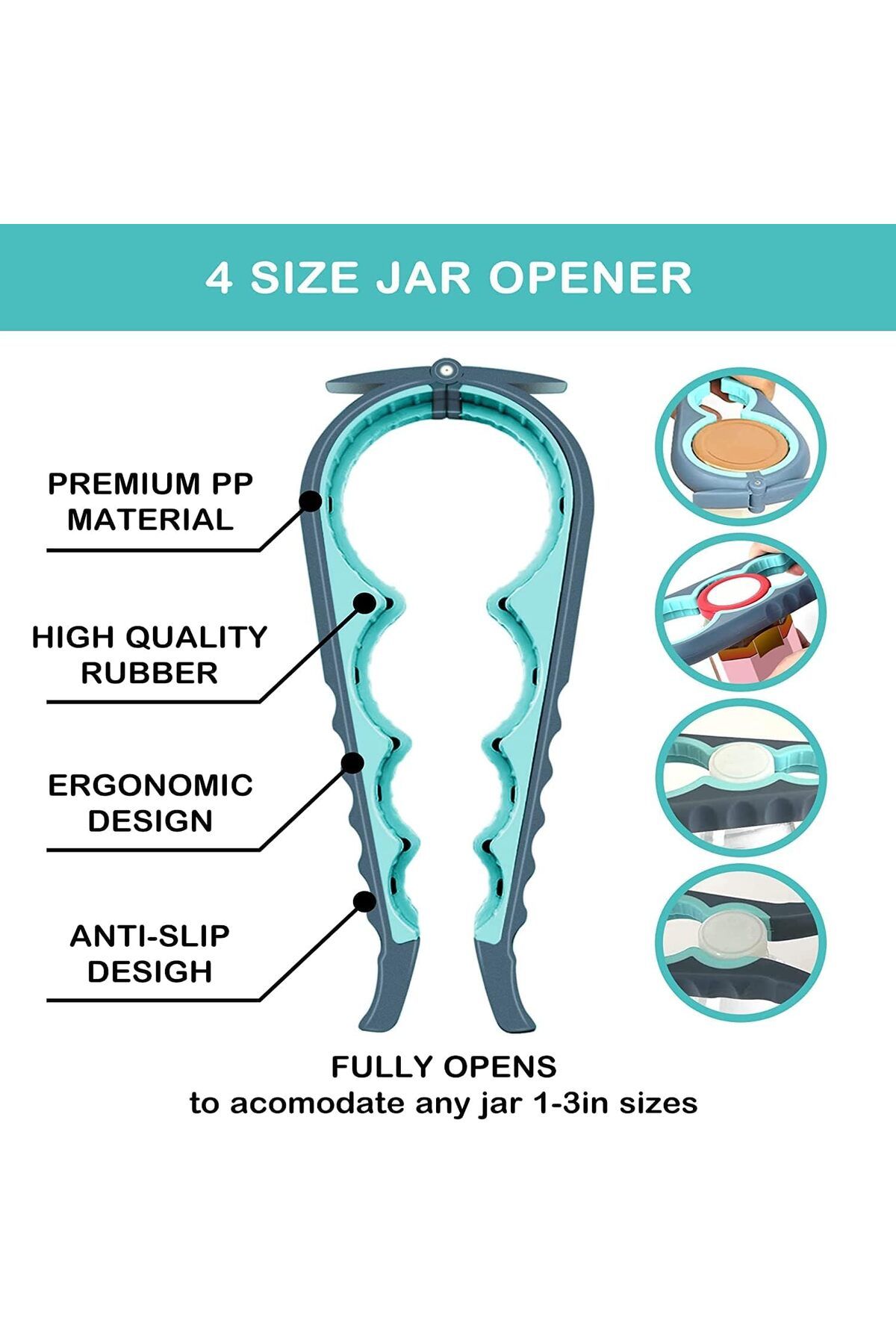 COOYA-5 in 1 Multi Function Jar Bottle Can Opener, for Weak Hands, Elderly and Arthritis Sufferers (blue) 3