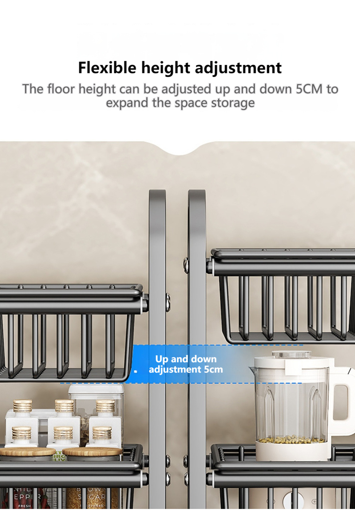 sharpdo-Double Layer Under Sink Retractable Storage Rack, Layered Storage Rack with Adjustable Height 7