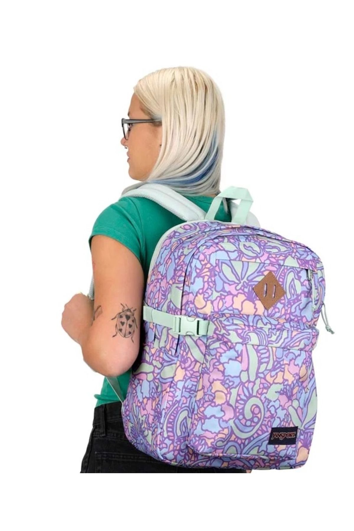 Jansport-Purple backpack with JanSport Main Campus print 6