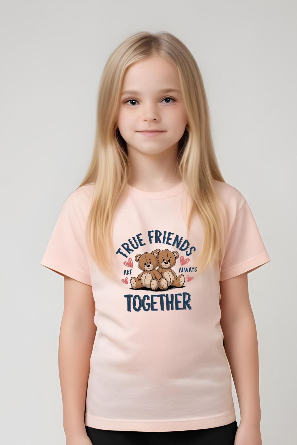 panios kids-True Friends Printed Girl's T-Shirt and Sweatpants Set 2