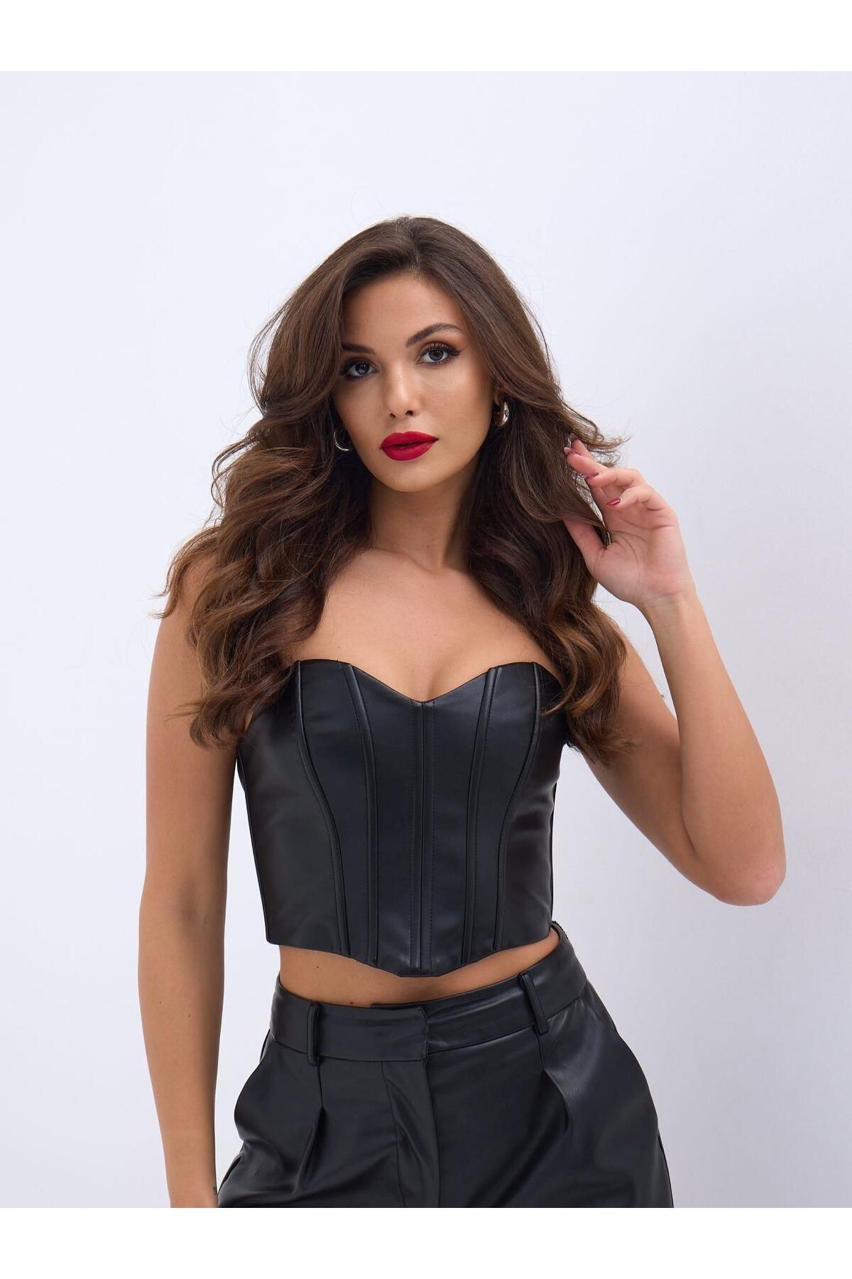 Aydoganticaret44 6672 DERİ CROP-SİYAH