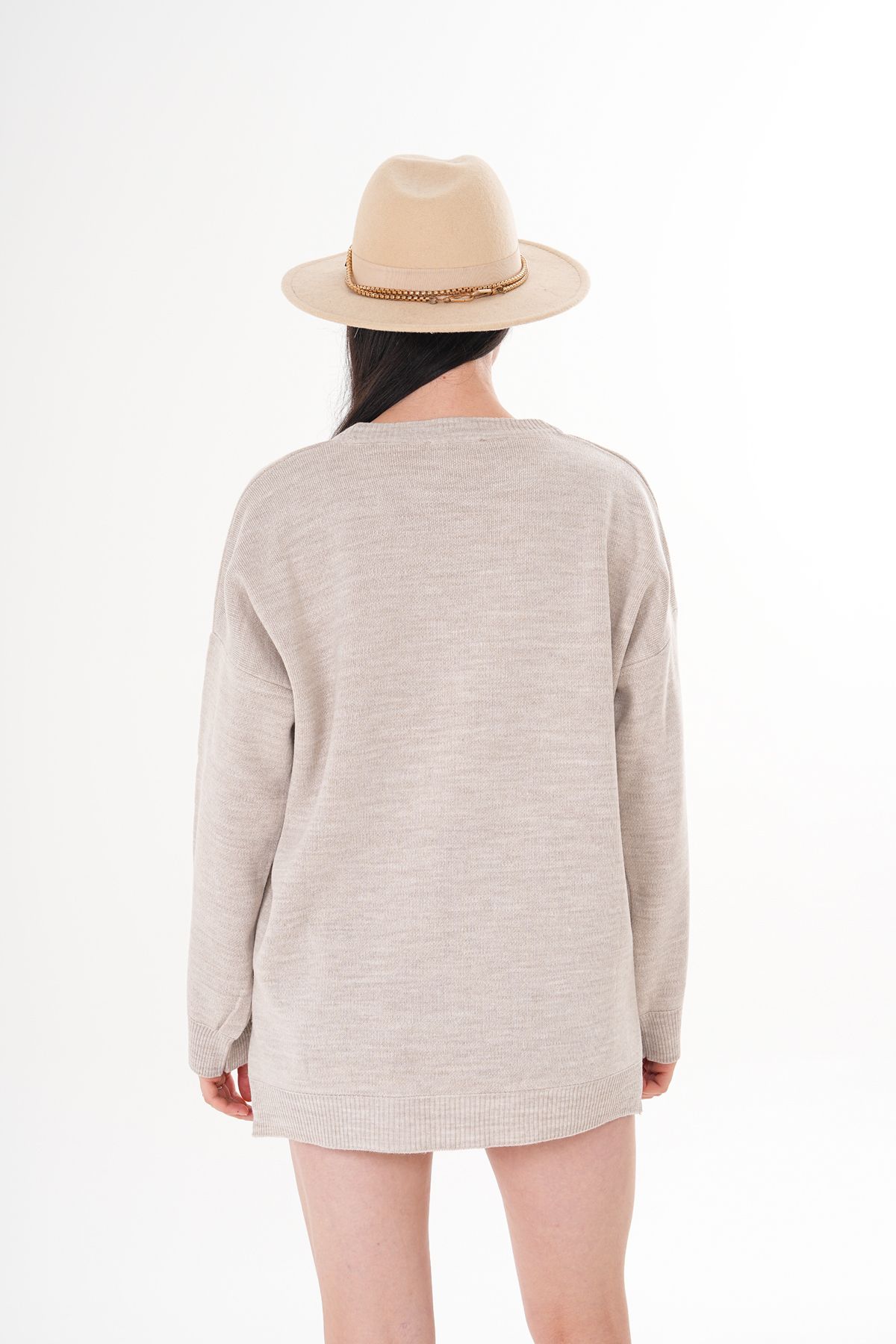 GND-Crew Neck Slit Detailed Ayla Model Sweater 3