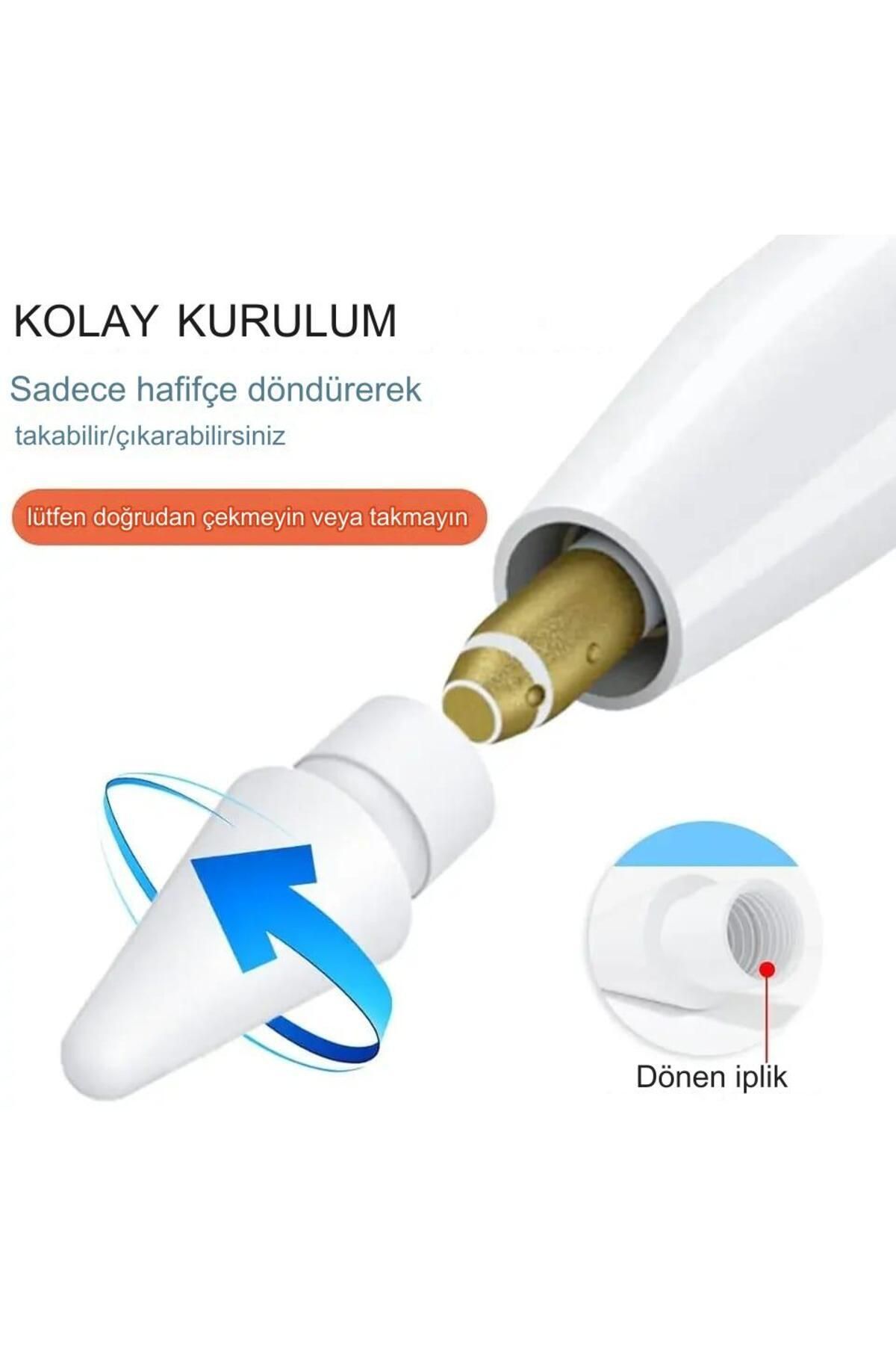 gökmer-iPad Pencil Compatible Pen Tip 1. And 2. Generation Usb-C/ Pro Pencil Spare Tip Pen Tip Tablet Tip 3Pcs 3