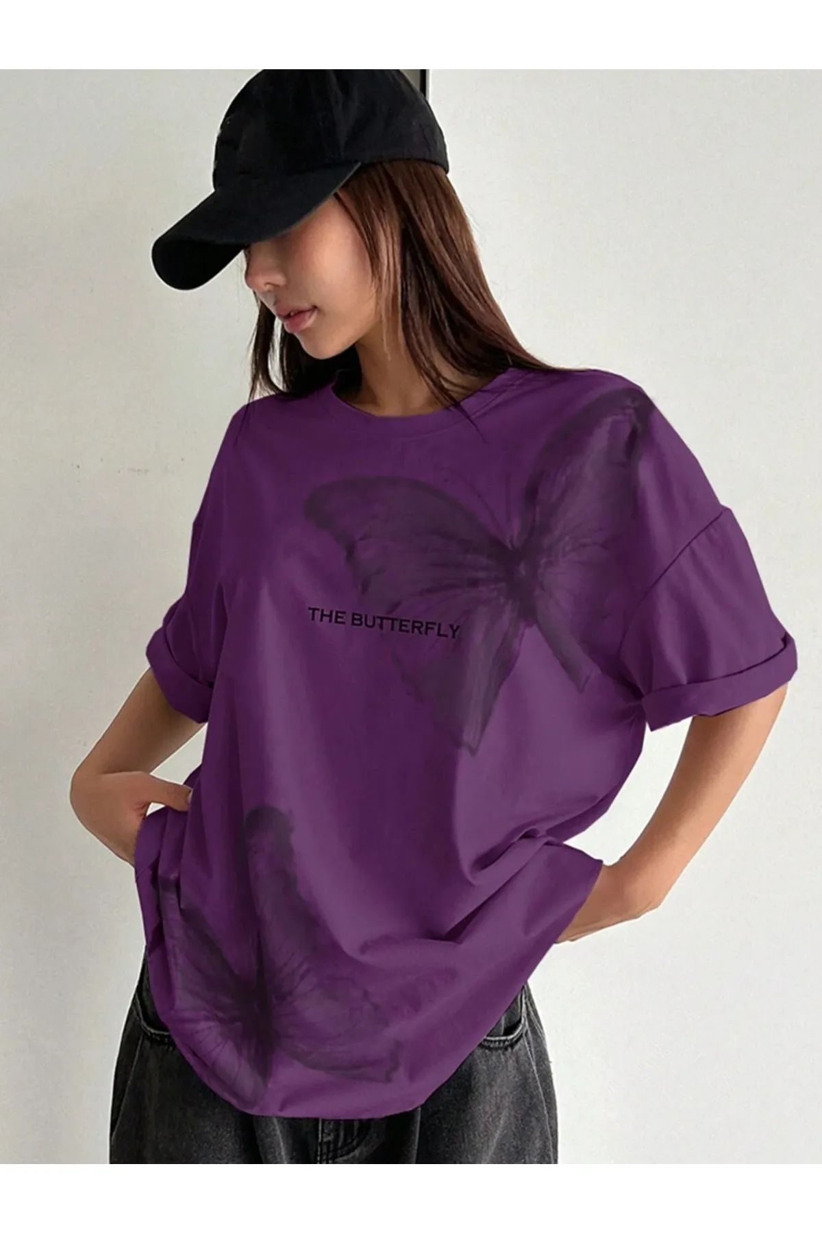 MANCY-Unisex Plus Size the Butterfly Printed Oversize 100% Cotton T-Shirt 2