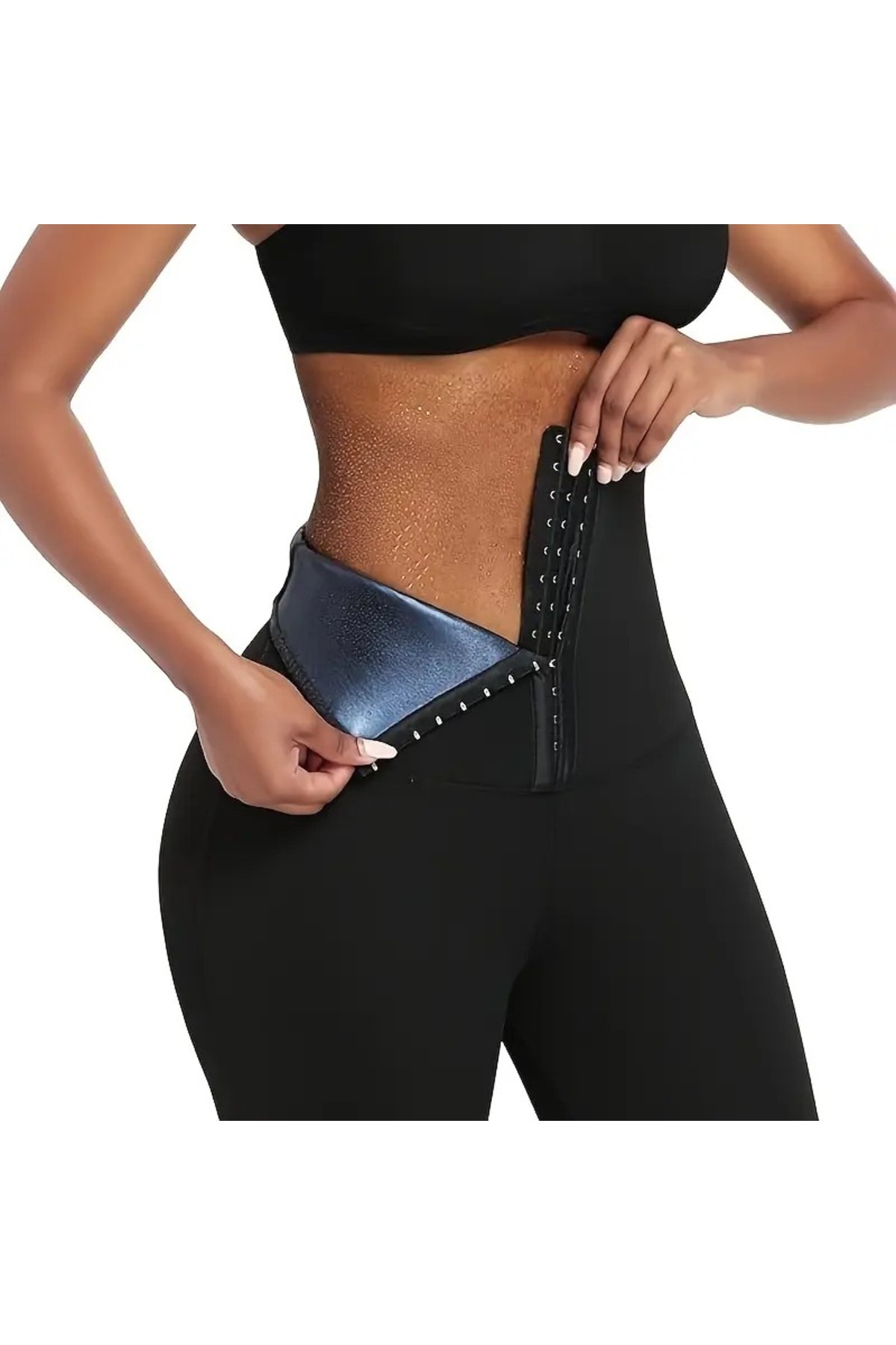 SWEAT FAST Unisex Yüksek Bel Termal Ağraflı Tayt 3 Kademeli Termal Korse Tayt görsel 2