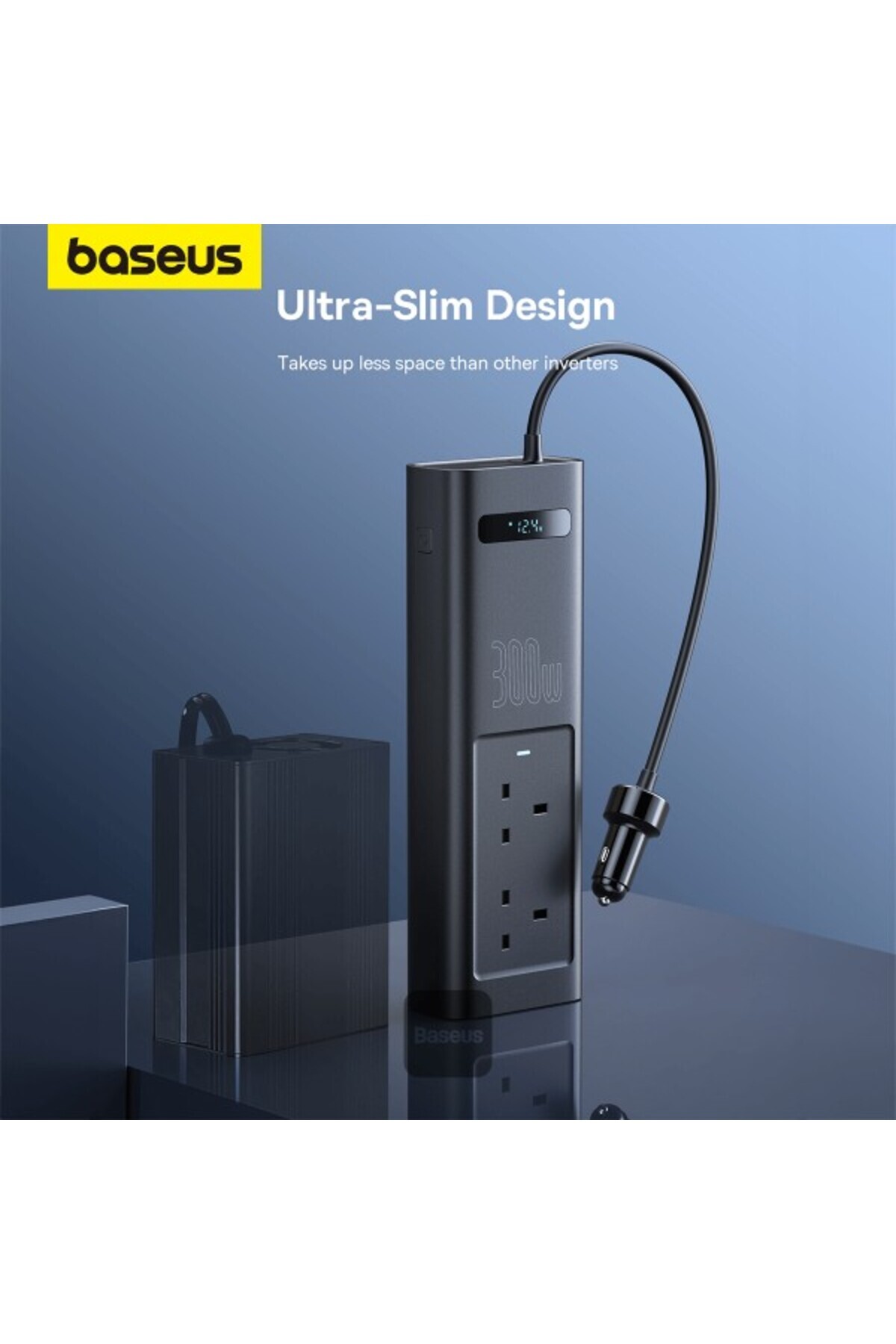 Baseus-Power Inverter 300W (220V UK) Cluster Black 6