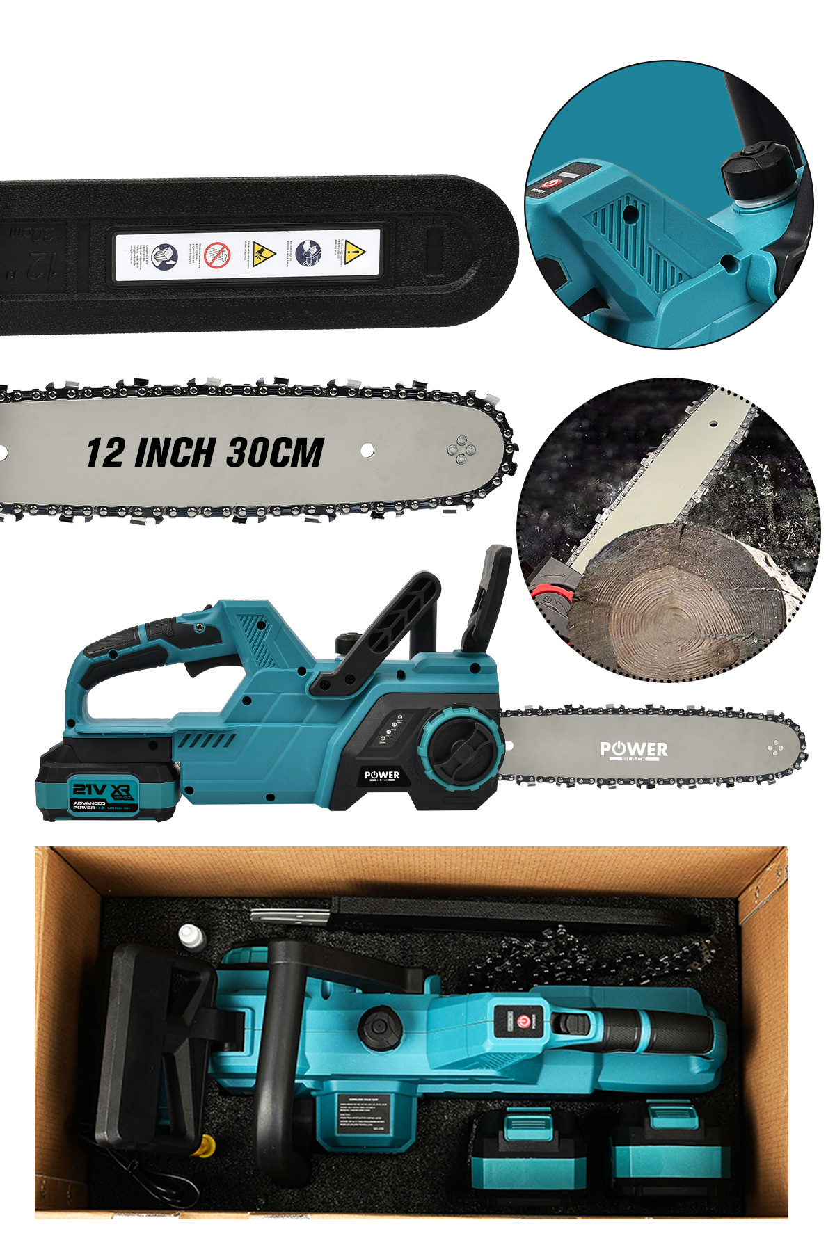 DOUBLE BATTERY WITH FULLY AUTOMATIC LUBRICATED 30 CM MACHETE BRAKE SYSTEM