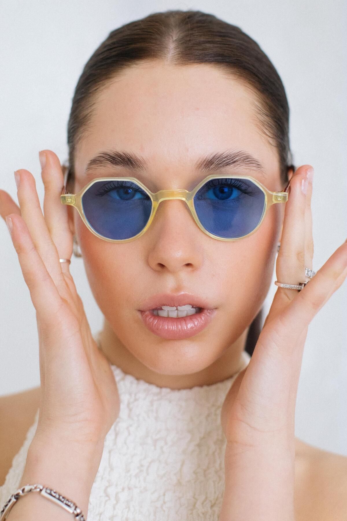 Bilge Karga-Paula Yellow Leopard Blue Sunglasses 3