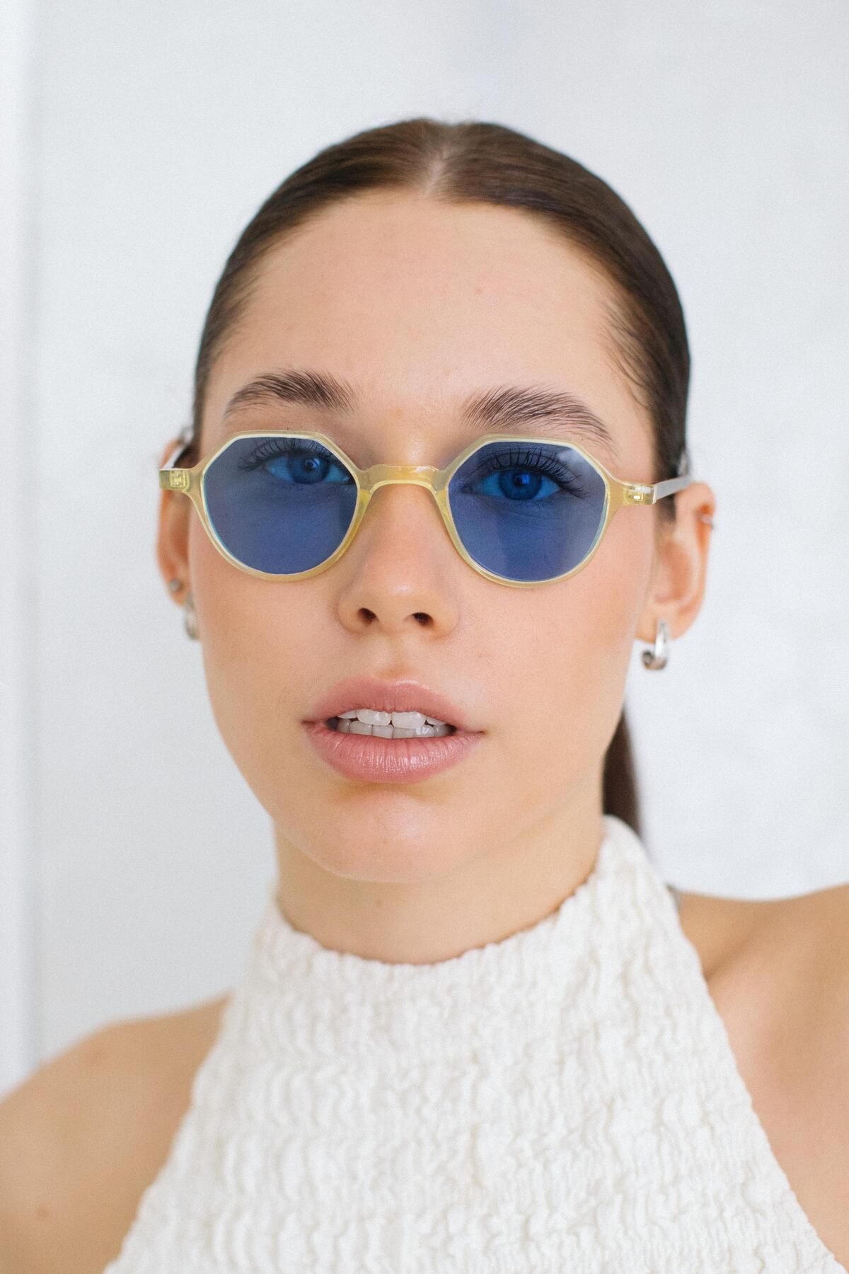 Bilge Karga-Paula Yellow Leopard Blue Sunglasses 1