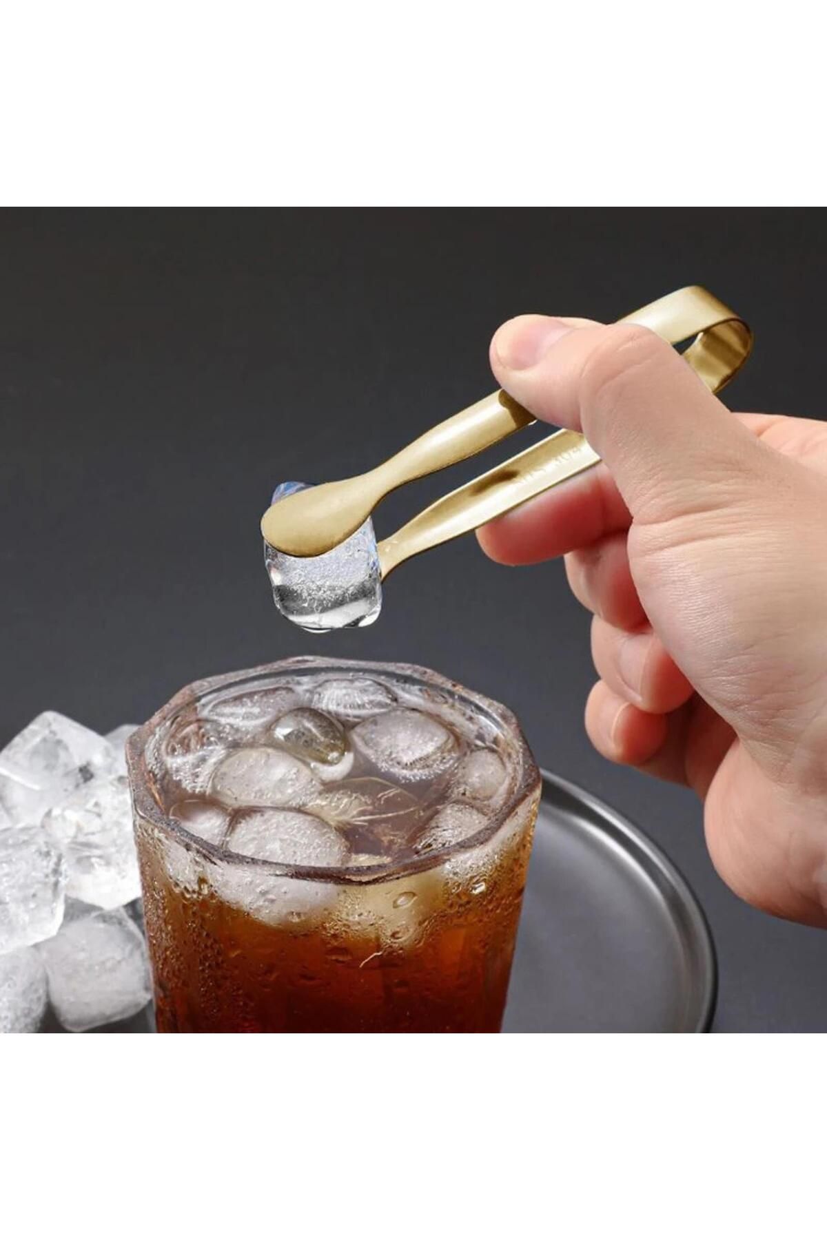 PERLOTUS-304 Steel Mini Gold 11 cm Ice and Candy Tongs 4