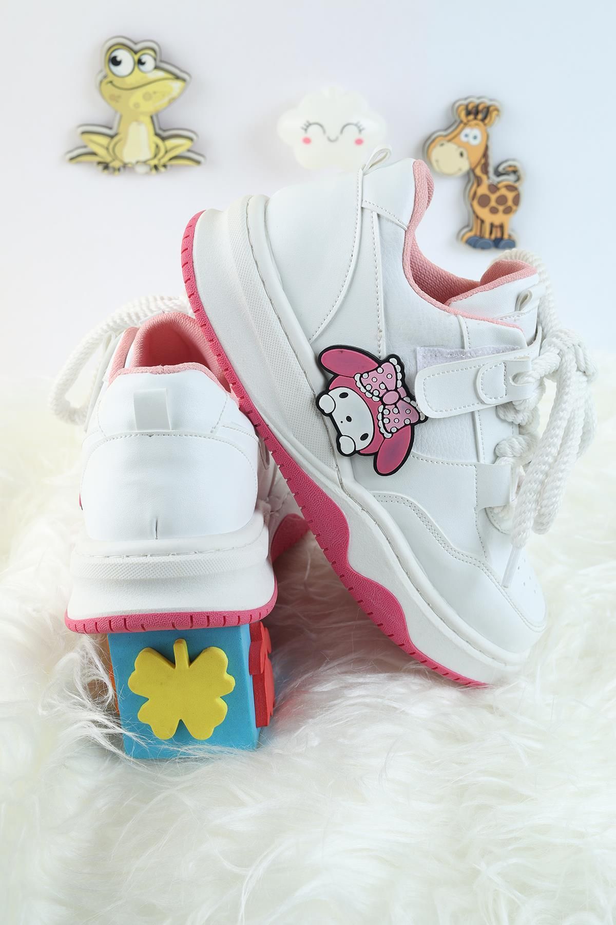 Moda Lime-Unisex Children's Sports Shoes Kuromi Special Design Lace-Up and Velcro Sneakers 8