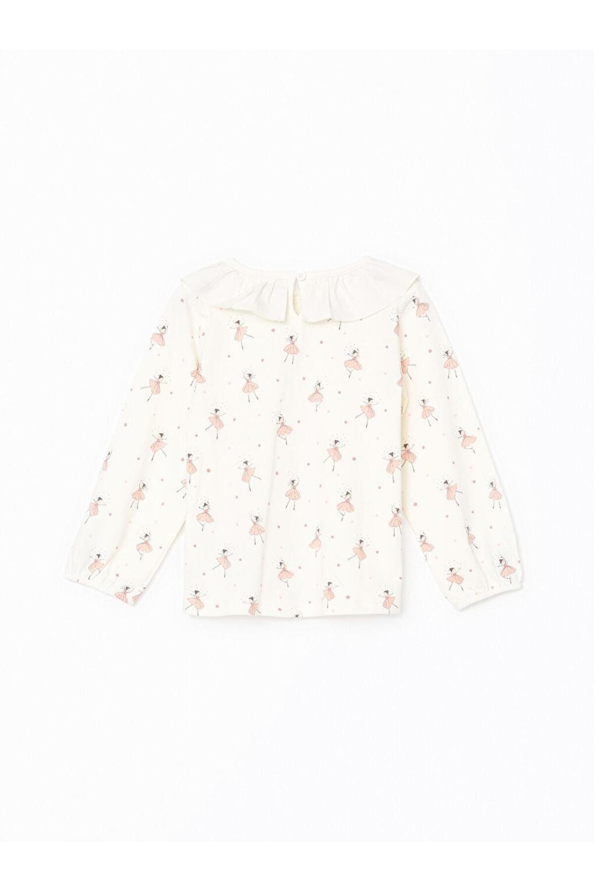 LC Waikiki-طقم تي شيرت وسروال ضيق للفتيات الصغيرات من LCW Kids Ecru 6