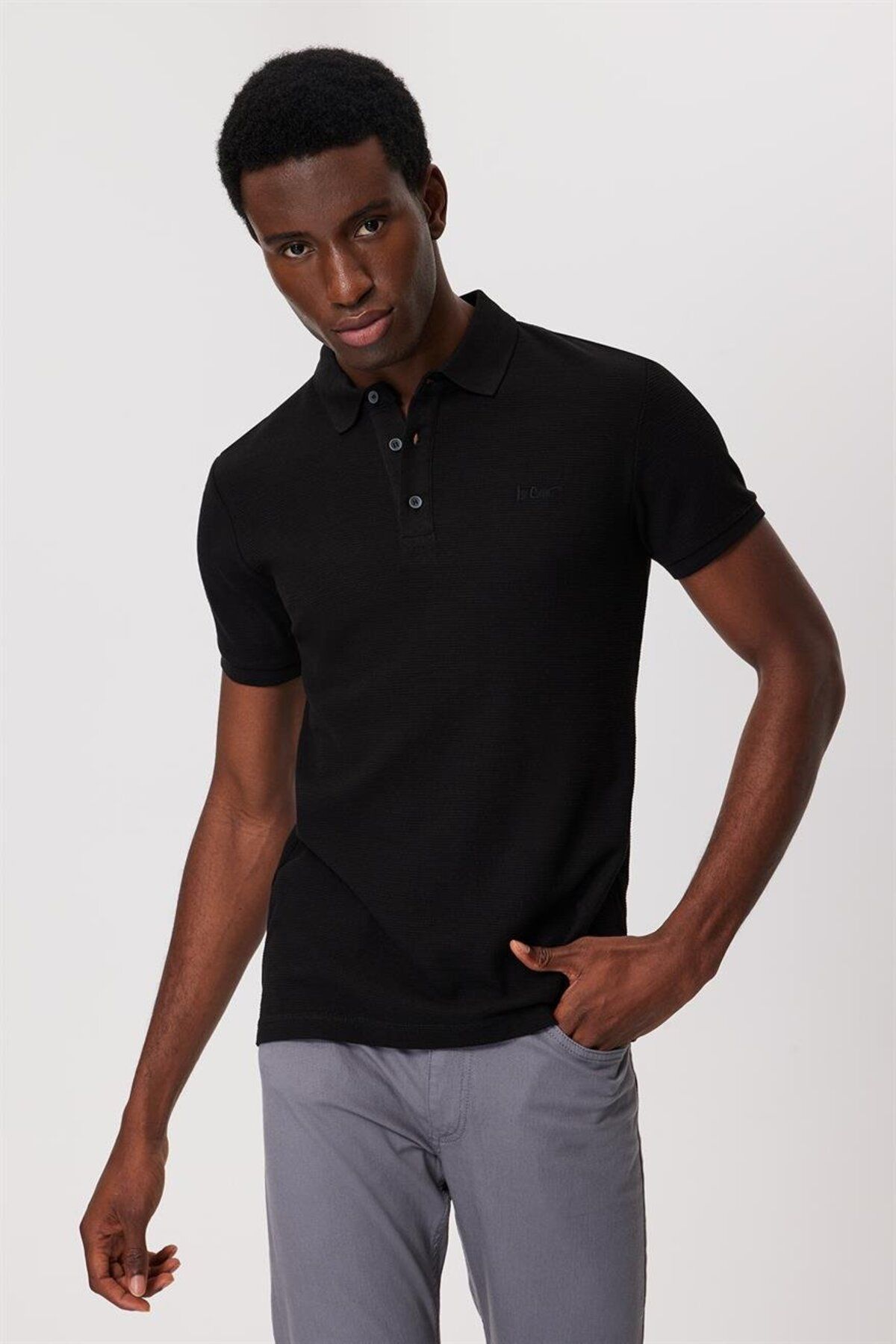 تی شرت مشکی مردانه سیاه Yaka Tylen مردانه's Polo Lee Cooper