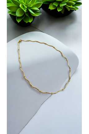 Yaseminli Butik Gold Renk İtalyan Zigzag Kolye