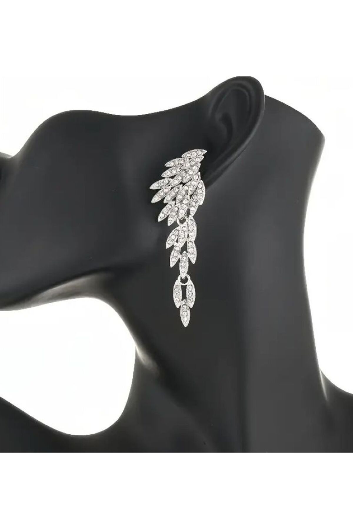 Platinum Plated Rhinestone, Angel Wing Earrings