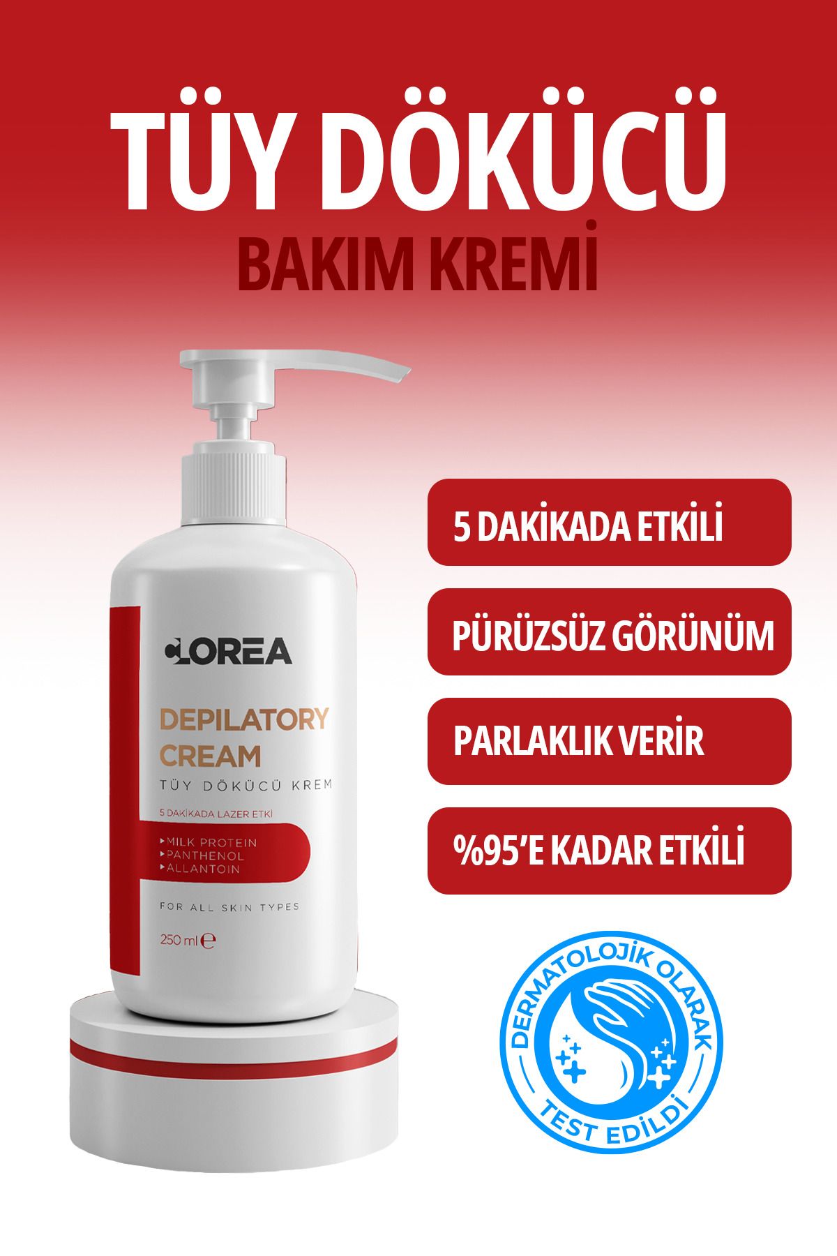 Clorea Lazer Etkili Tüy Dökücü Ve Tüy Azaltıcı Epilasyon Krem Tüm Cilt Tipleri 250 ml