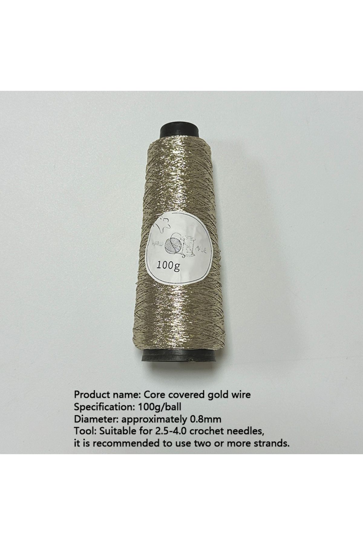 Choice-champagne gold 100g Fine Gold Silver Yarn Core-spun Wires Shiny Crochet Steel Wire Ball Thread Metal 1