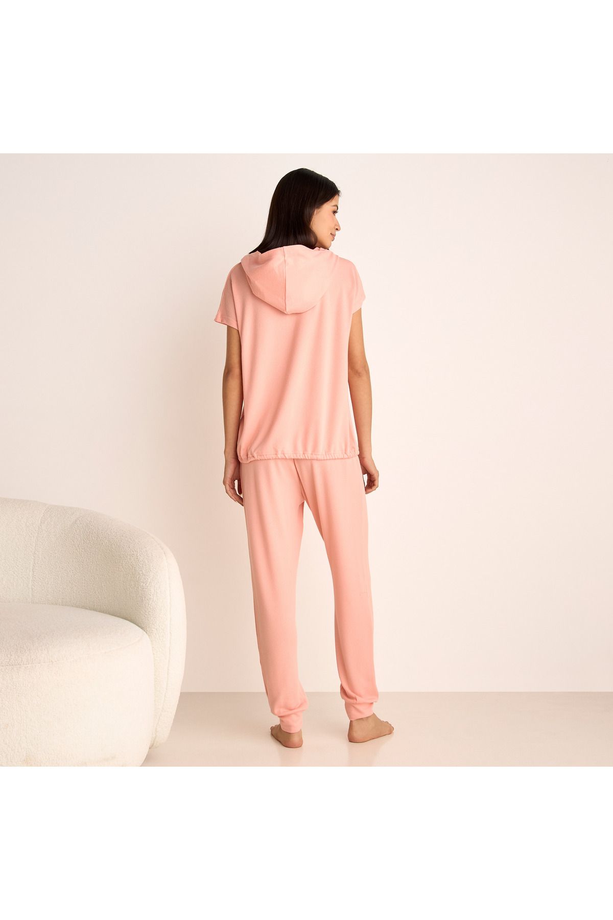 FAV-Slogan Print Hooded T-shirt and Elasticated Joggers Set 3