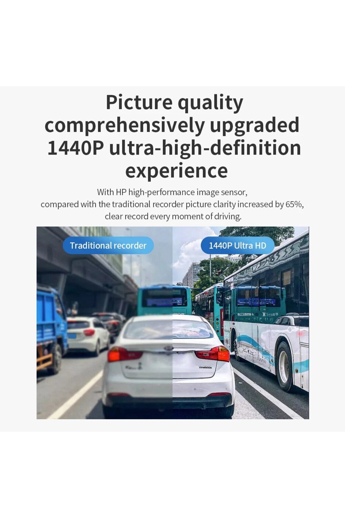 HP-(عدسة مزدوجة) كاميرا سيارة 64G كاميرا لوحة القيادة 2K HD رؤية ليلية واي فاي DVR حلقة فيديو فيديو وقوف السيارات 5