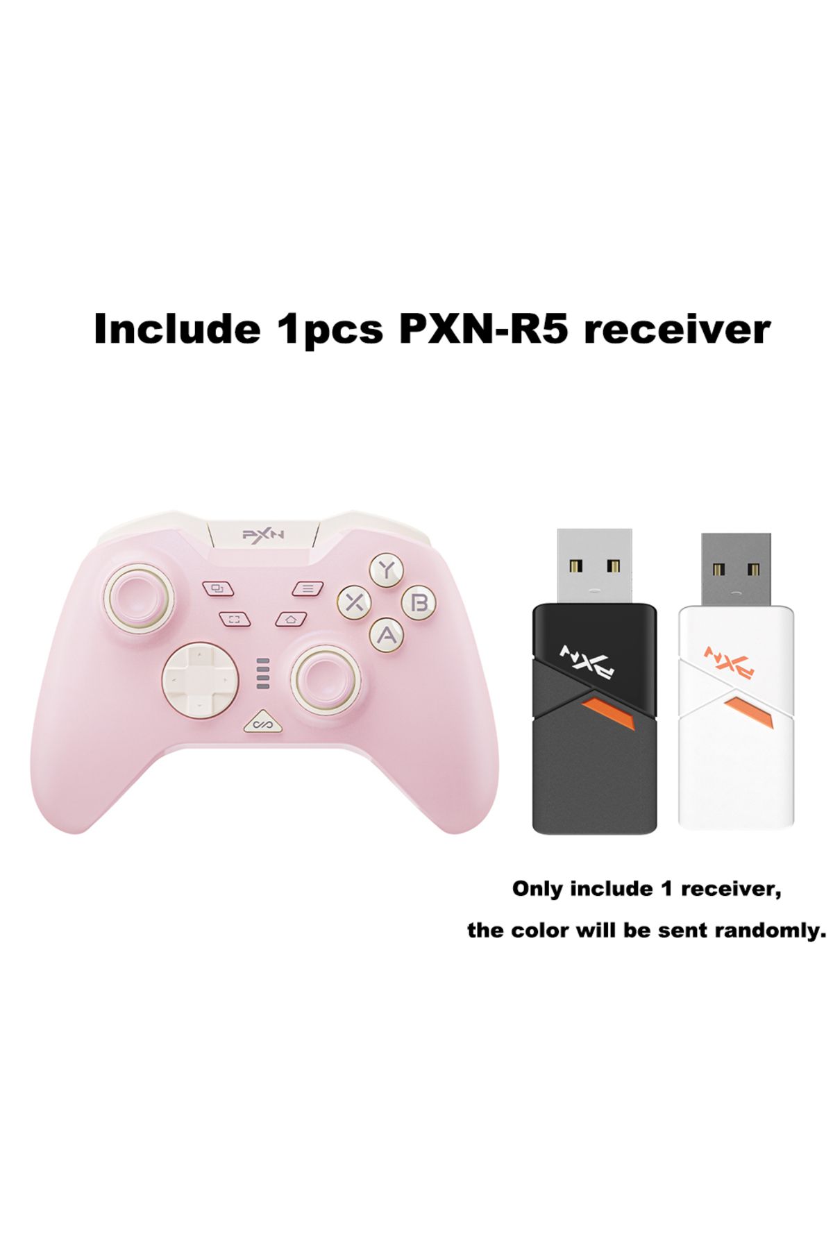Choice-Pink with 1 receiver PXN P5 Bluetooth Gamepad 1000Hz Hall Trigger Rocker Tri-Mode Long Battery Life 1