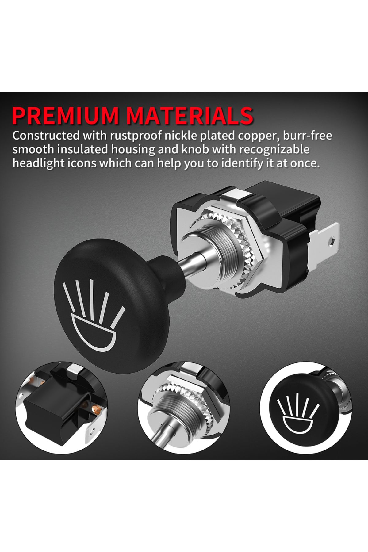 Daiertek-2pcs Golf Cart Push Pull Light Switch 12 Volt Universal Headlight Switch Button For Club... 5