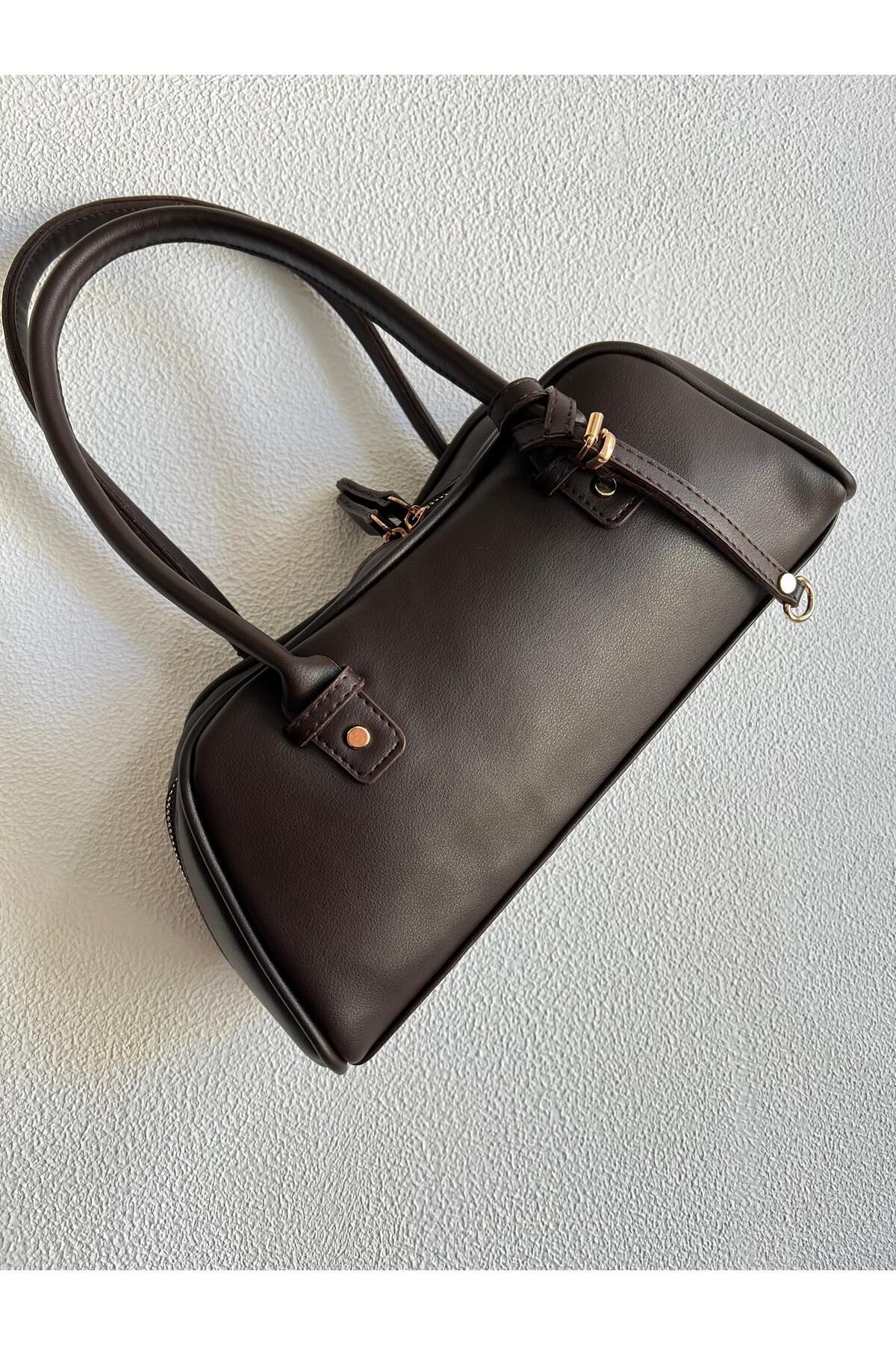 NBİBAGS-Bitter Brown Colored Name Model Hand and Women's Shoulder Bag 2