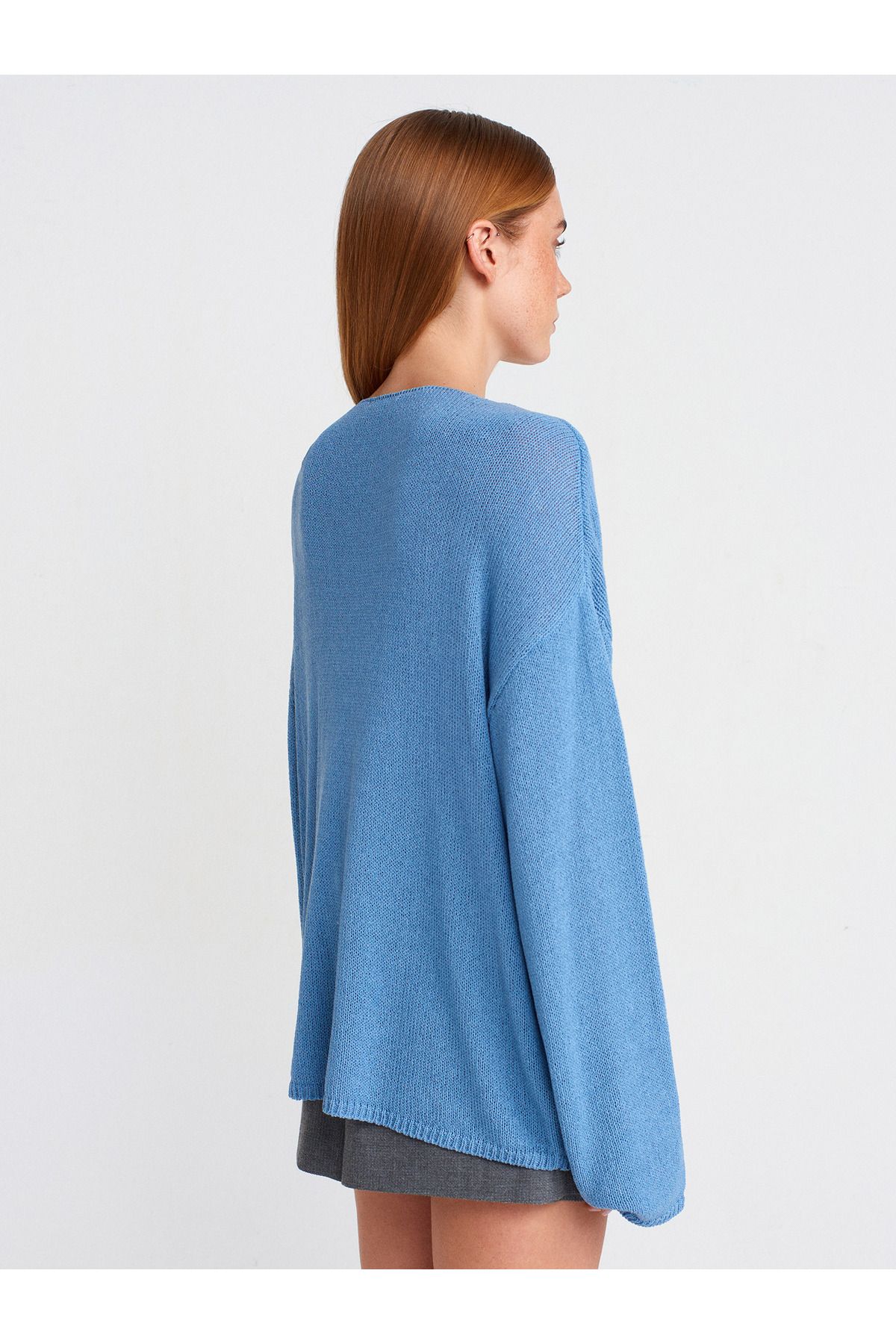 Dilvin-Oval Collar Soft Textured Knitwear Sweater 4