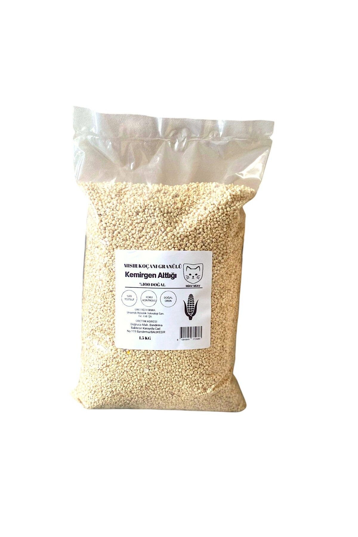 Miav Miav Mısır Koçanı Granülü Kemirgen Kafes Altlığı 1,5Kg