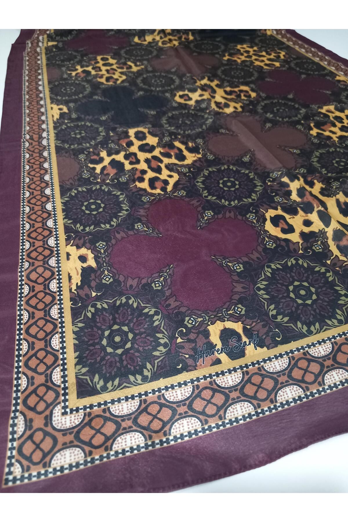 HAREM SCARF-شال بنمط عرقي بني عنابي - 7501-535-KVS0589 4