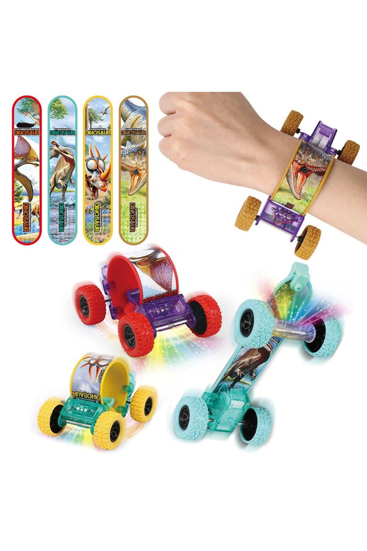 Choice-Random color 1pc Clap Clap Bracelet Glow Recoil Skateboard Dinosaur Graffiti Creative Pop Circle Col 1