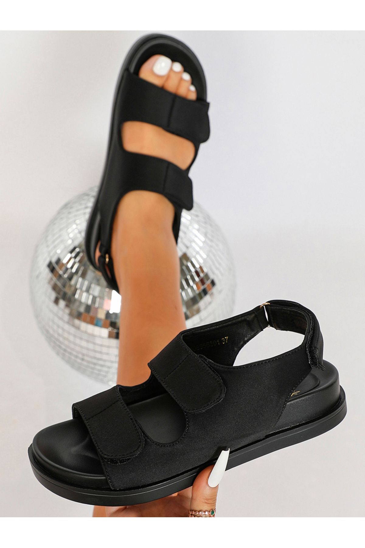 Sneak-a-Peek By Styli-Double Velcro Strap Open Toe Sandals 1