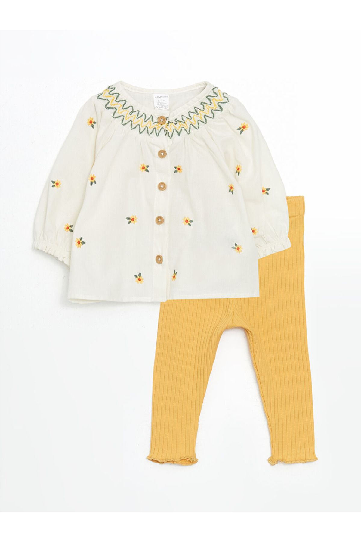 LC Waikiki Set De 2 Cămăși Și Jambiere Cu Decolteu Floral Pentru Fetiță Lcw Femeie - 9-12