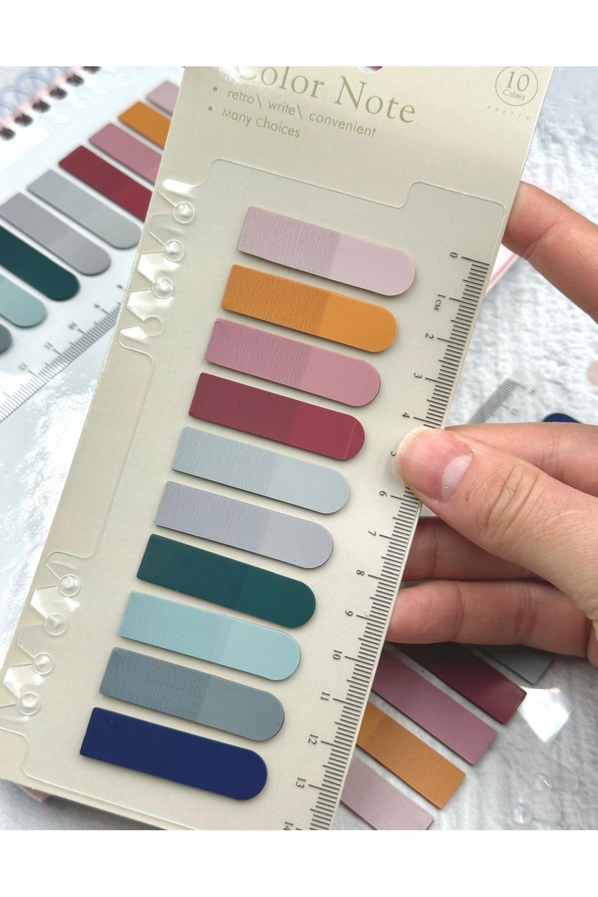 ZeCo Collection-10 Color Ruled Retro Dark Tones Oval Edge Transparent Pet Index Sticker/Index Sticker/Post-It 3