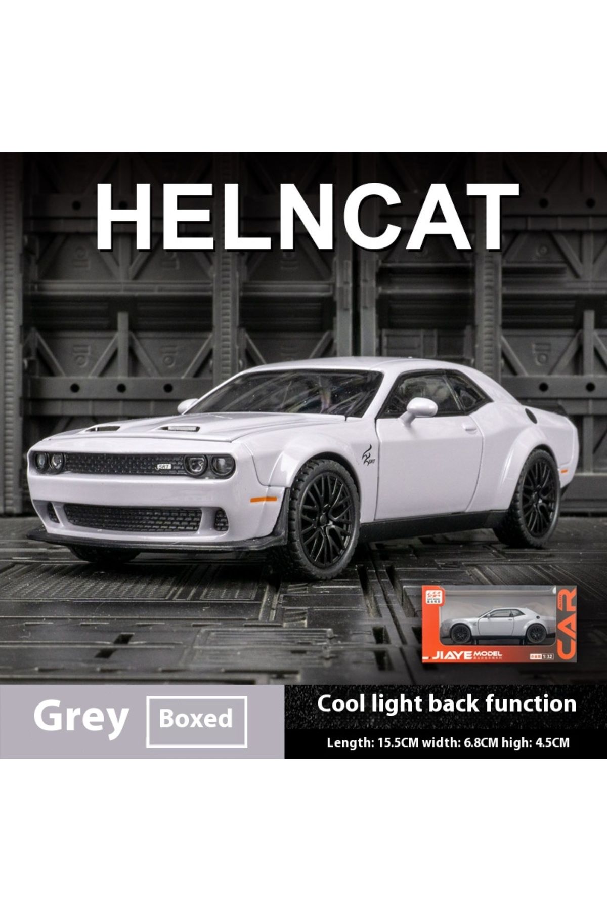 XMD-GRAY Dodge Challenger Hellcat Toy Car for 1: 32 Scale Die Cast Metel Cars Toy Pull Back Hellcat Mode 1