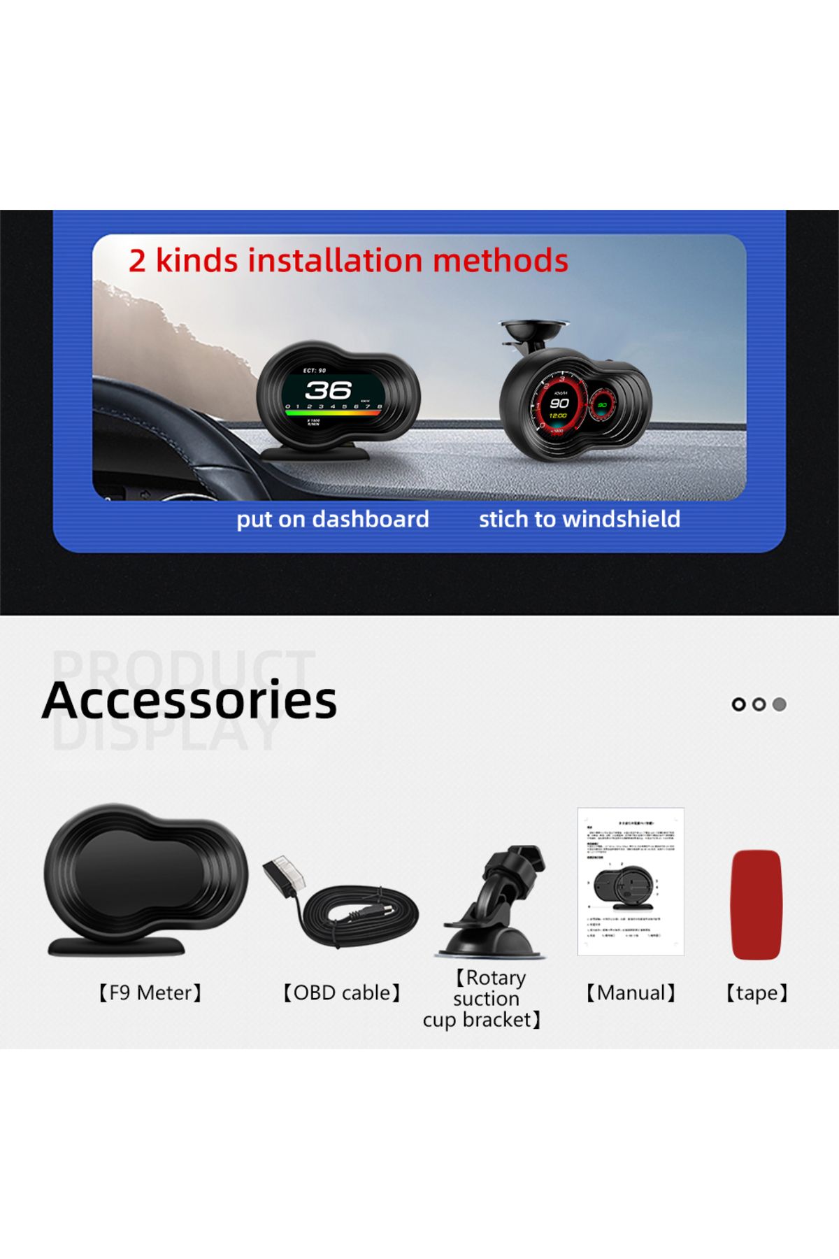 Choice-F9-OBD OBD2 Car HUD F9 OBD Head Up Display Auto Smart Car On-board Computer Gauge Digital Speedomete 1