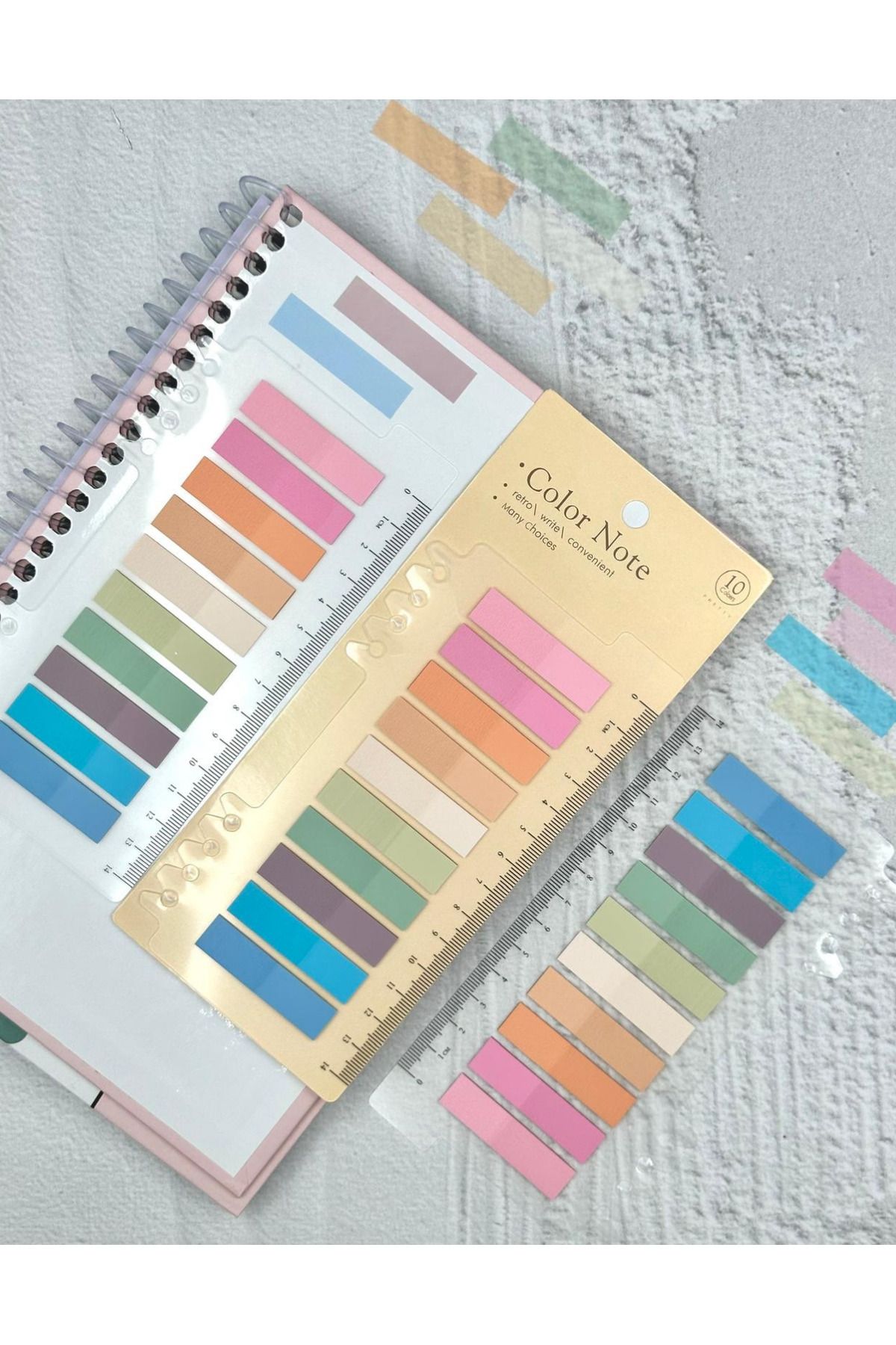 ZeCo Collection-10 Color Ruler Soft Pink Shades Flat Edge Transparent Pet Index Sticker/Index Sticker/Post-it 4