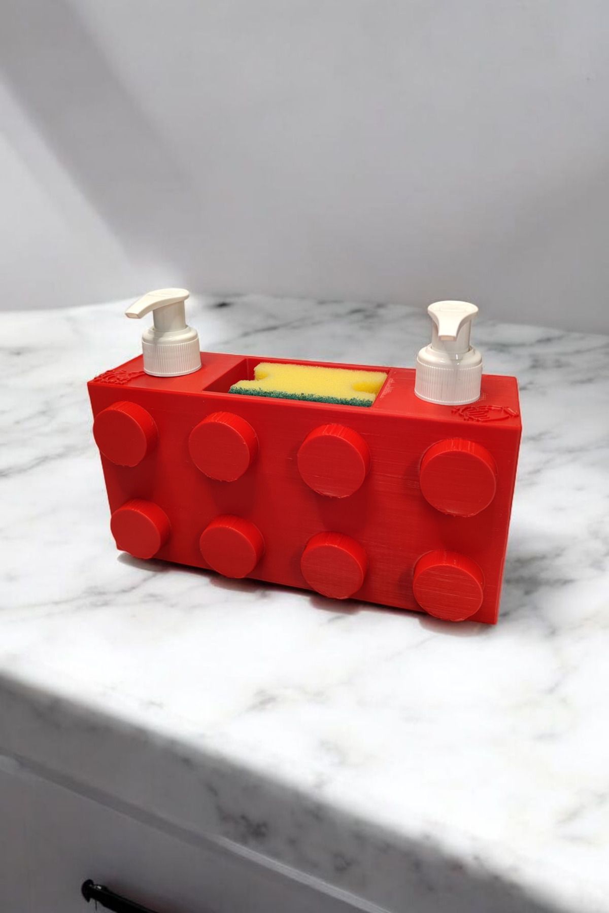 Maflen-Colorful Brick Block Special Design Double Soap Dish and Organizer Set Red 1