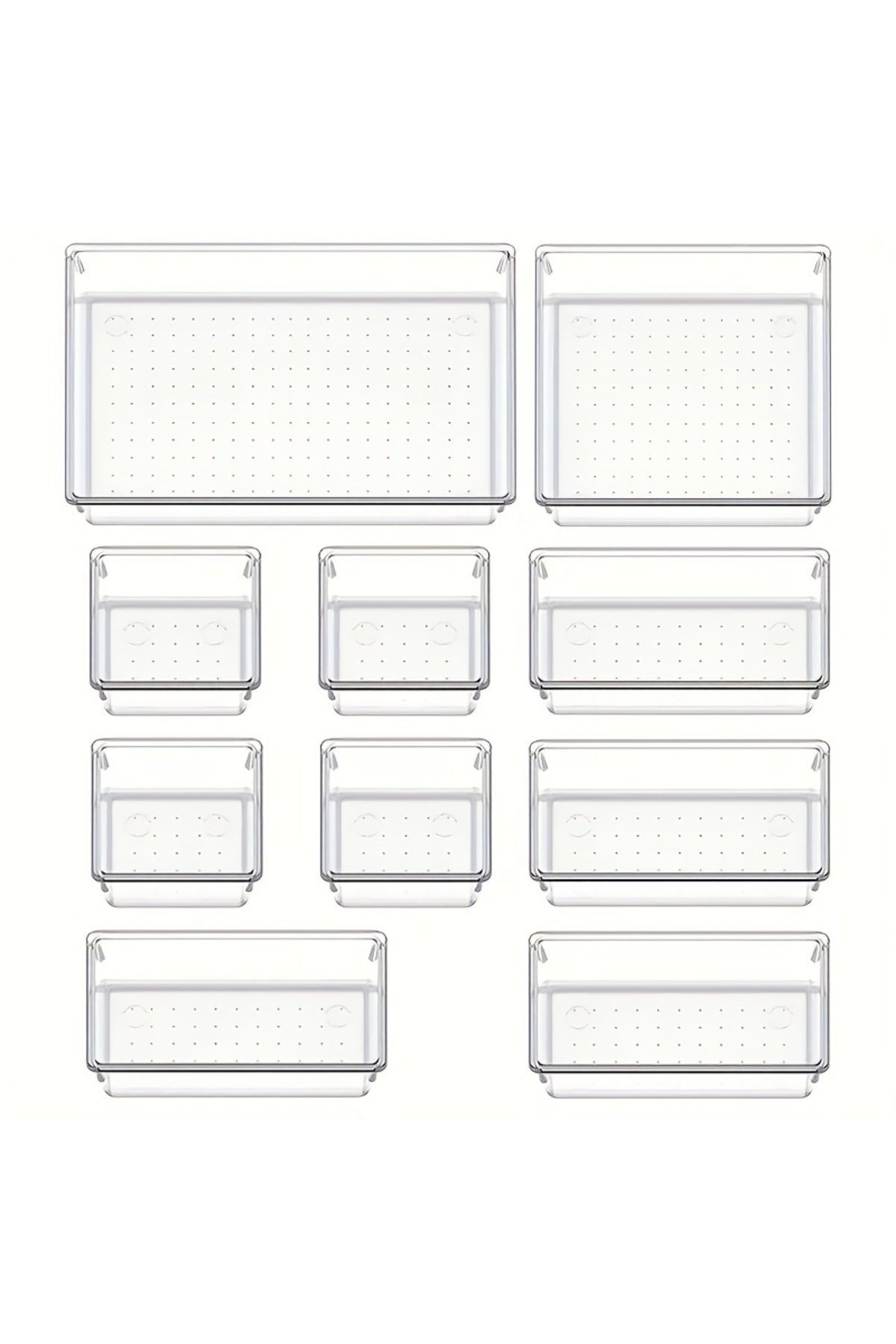 Choice-10PCS 10-Piece Versatile Drawer Organizer Set - Clear Plastic Trays and Dividers in 4 Sizes for Perf 1