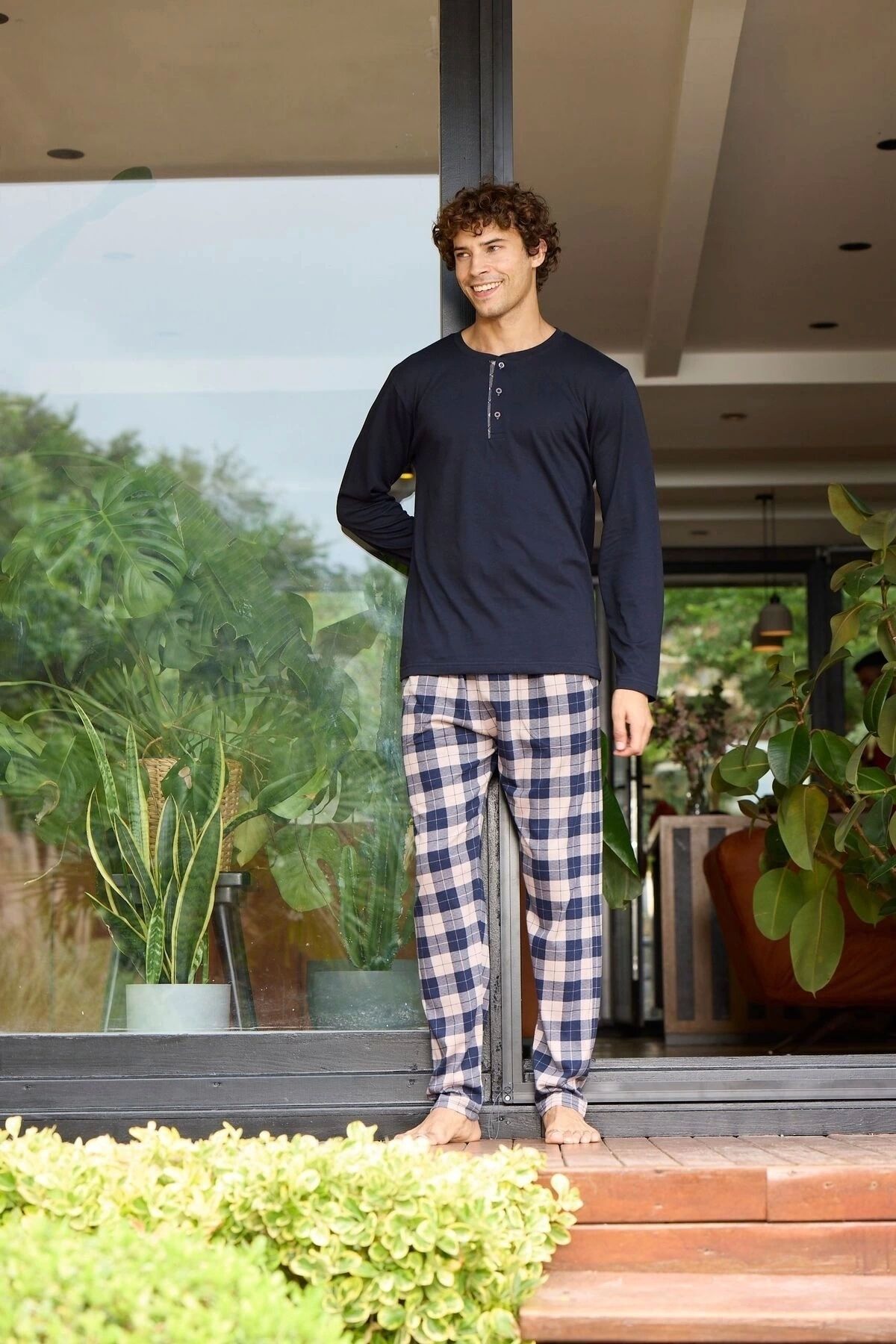 Nemere Kocabey 6020 Erkek Midi Yaka Pijama Takımı